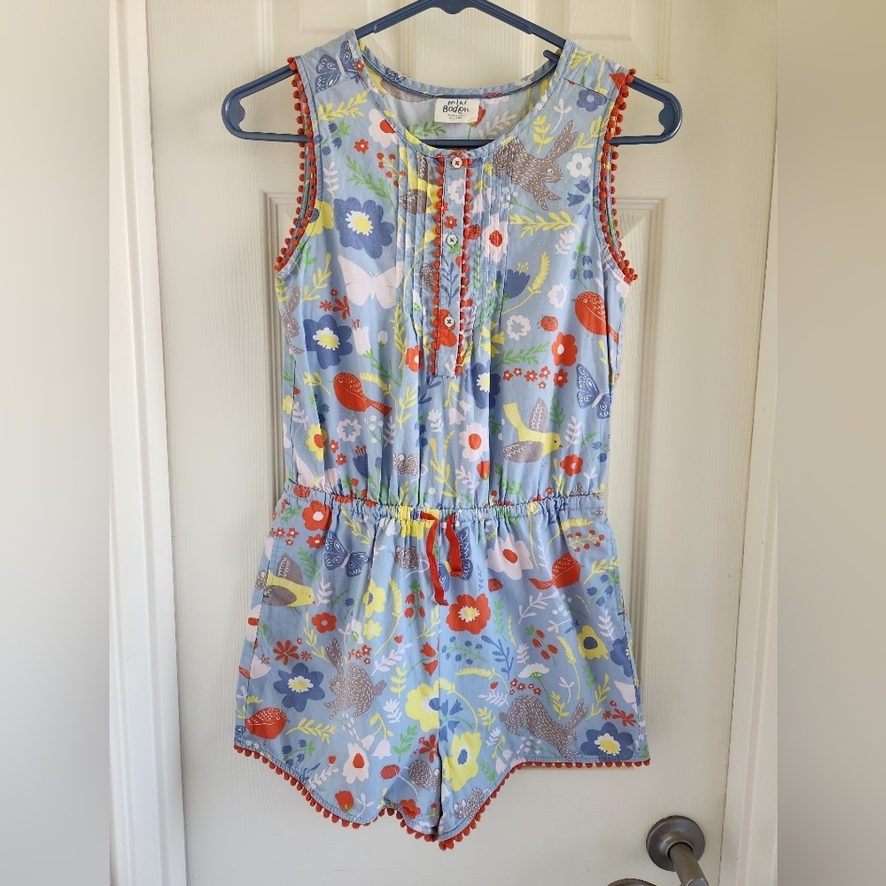 Mini Boden Girl's Size 11-12Y Floral‎ Bunny Romper Jumpsuit Little Kid Playsuit